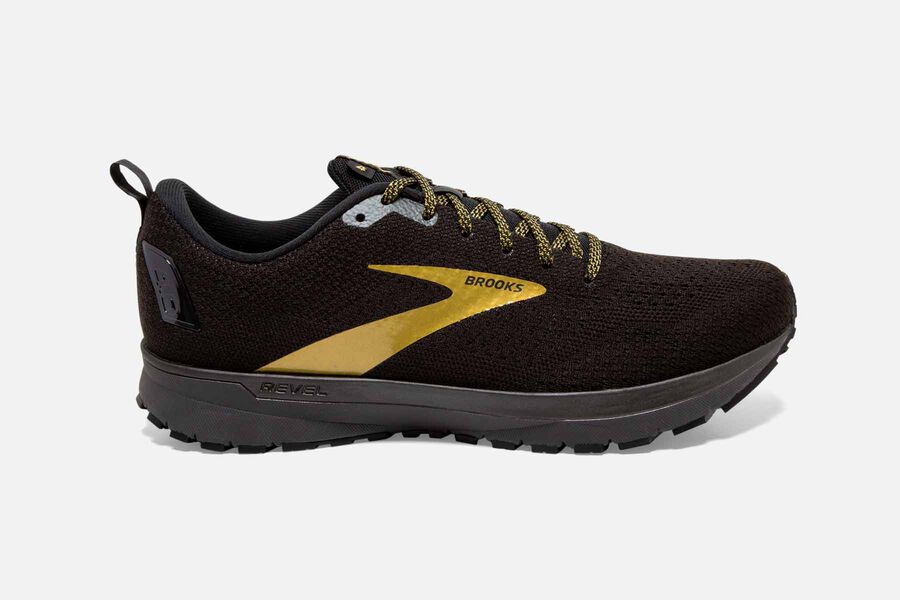 Brooks Revel 4 Mens UK - Road Running Shoes - Black/Gold 054-NTFWHM